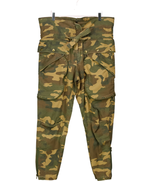 Faith Connexion Green  Camouflage Oversized Pocket Cargo Utility Trousers  UK S