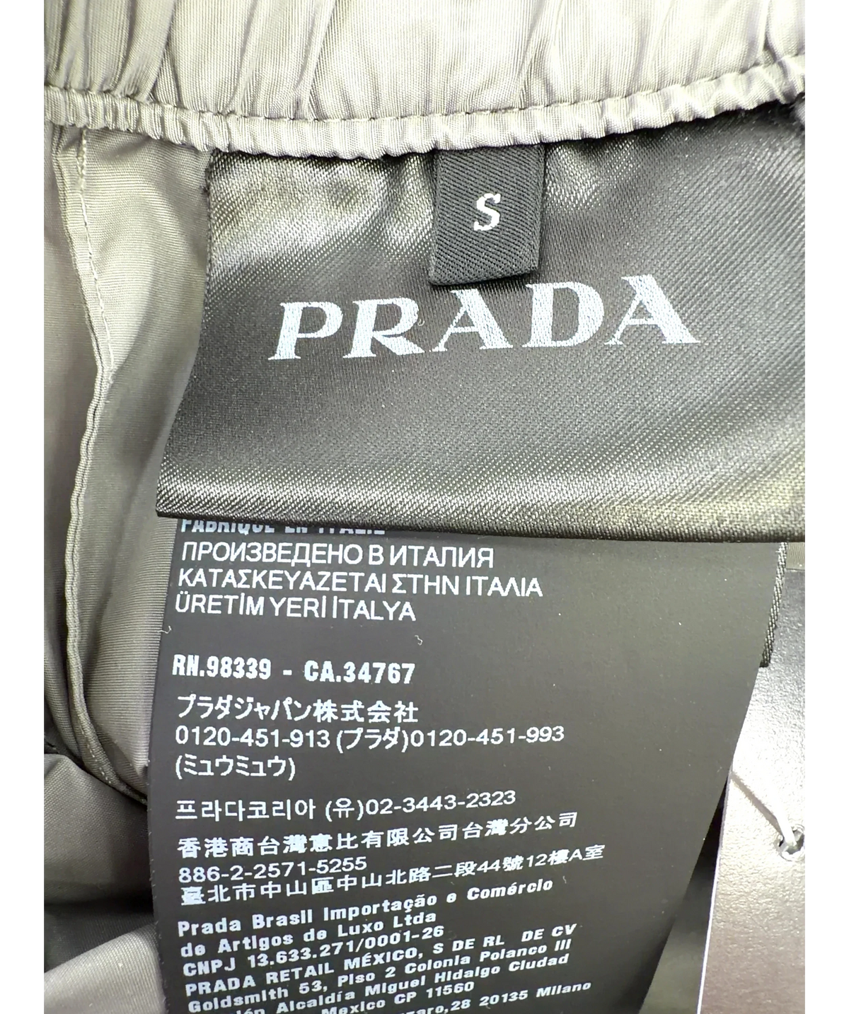Prada Grey Colour, size UK S — care label
