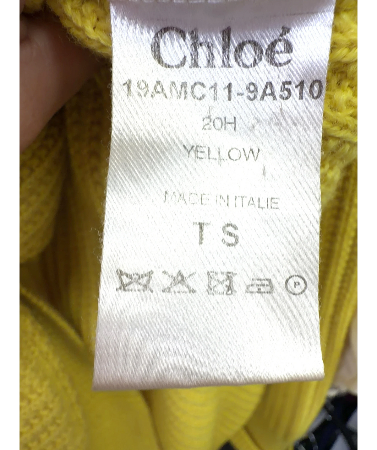 Chloé Yellow Colour, size UK XS — care label
