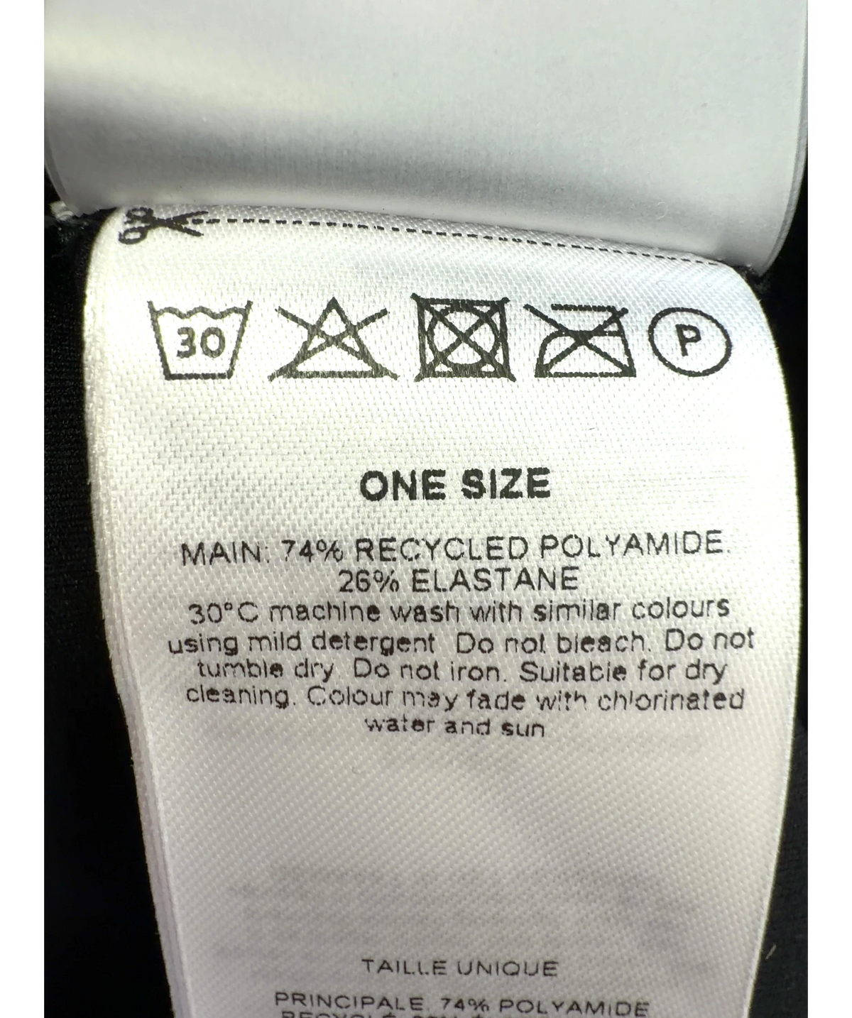 Hunza G Black Colour — care label