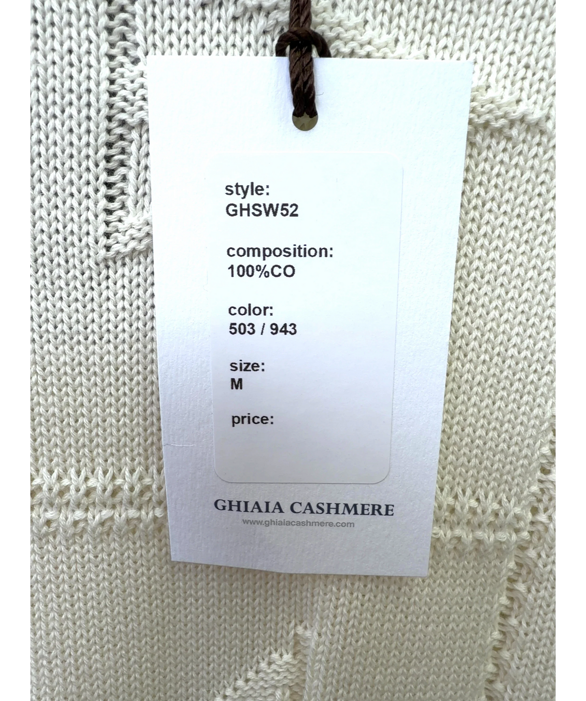 Ghiaia Cream cream crew neck sweater, size UK M — label