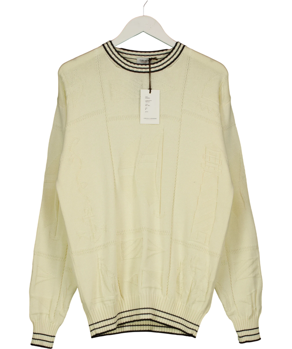 Ghiaia Cream cream crew neck sweater, size UK M — front
