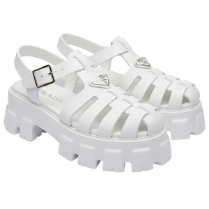 Prada Monolith Rubber Sandals White Metallic UK 6 EU 39