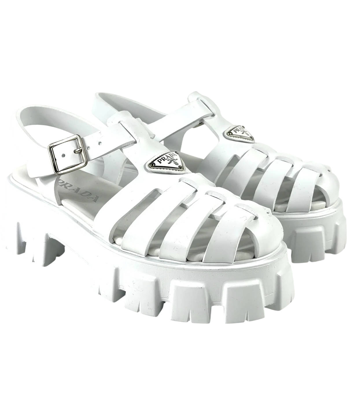 Prada White Monolith Rubber Sandals, size UK 6 EU 39 👠 — front