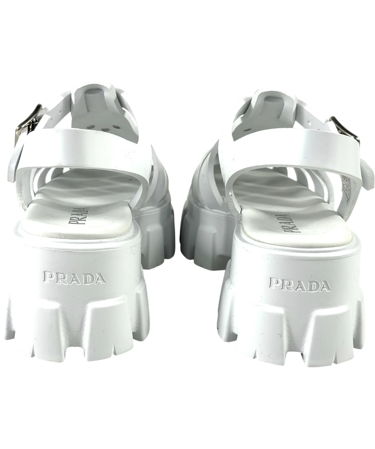 Prada White Monolith Rubber Sandals, size UK 6 EU 39 👠 — back