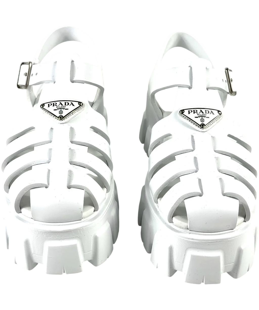 Prada White Monolith Rubber Sandals, size UK 6 EU 39 👠 — detail