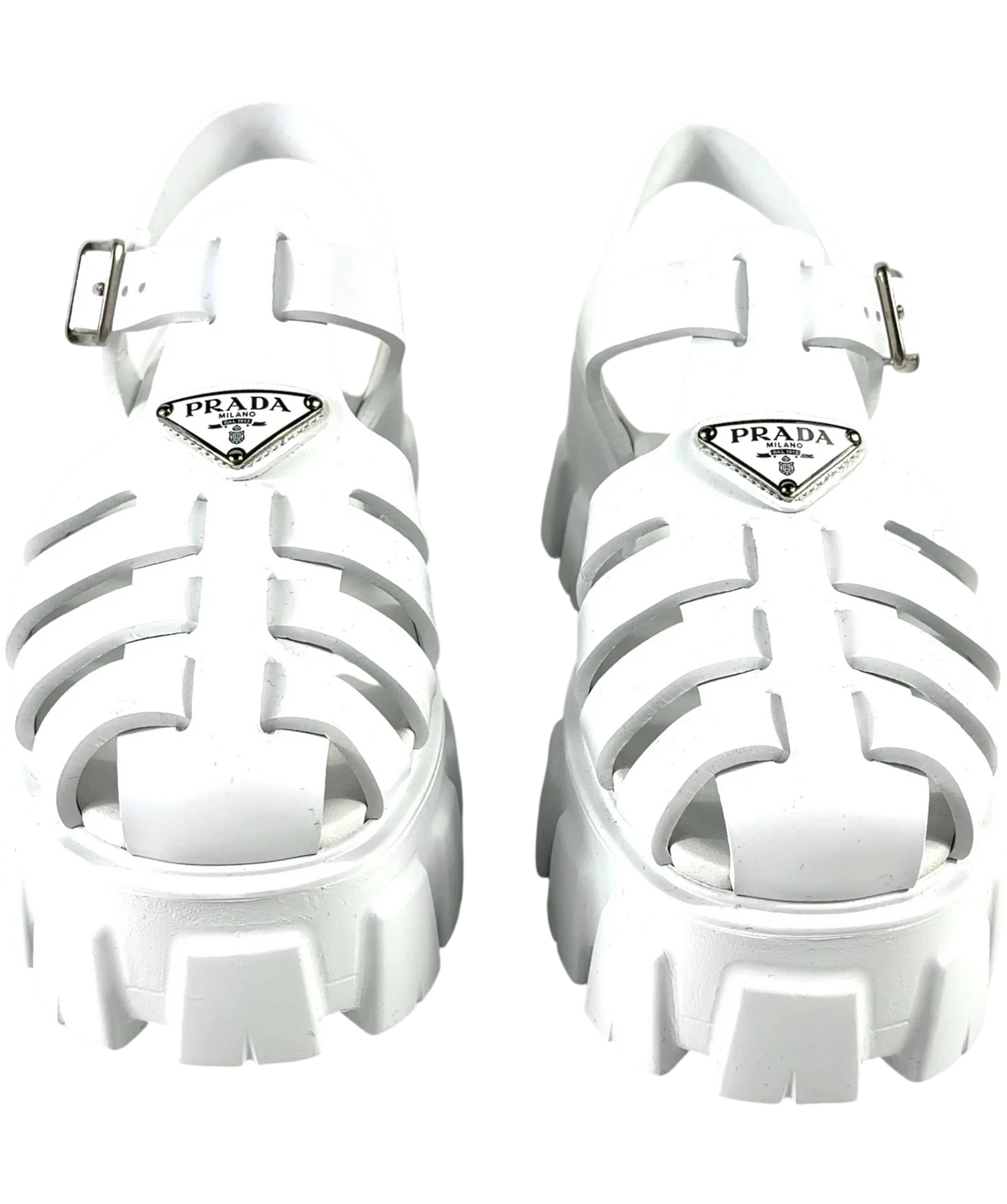 Prada White Monolith Rubber Sandals, size UK 6 EU 39 👠 — detail