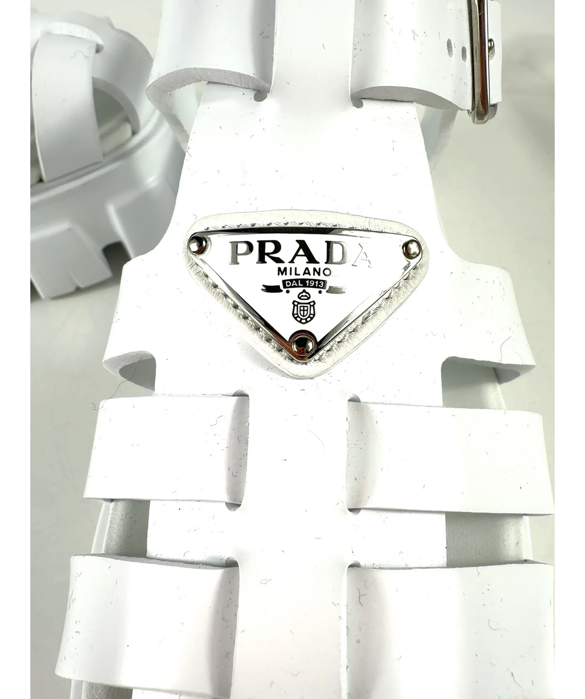 Prada White Monolith Rubber Sandals, size UK 6 EU 39 👠 — care label