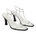 The Row T-Bar Optic White Leather Strappy Heeled Sandals UK 6 EU 39