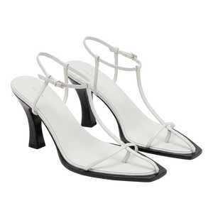 The Row T-Bar Optic White Leather Strappy Heeled Sandals UK 6 EU 39