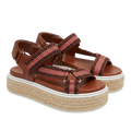 Prada Leather Embroidered Accent Platform Espadrille Sandals EU 37 UK 4