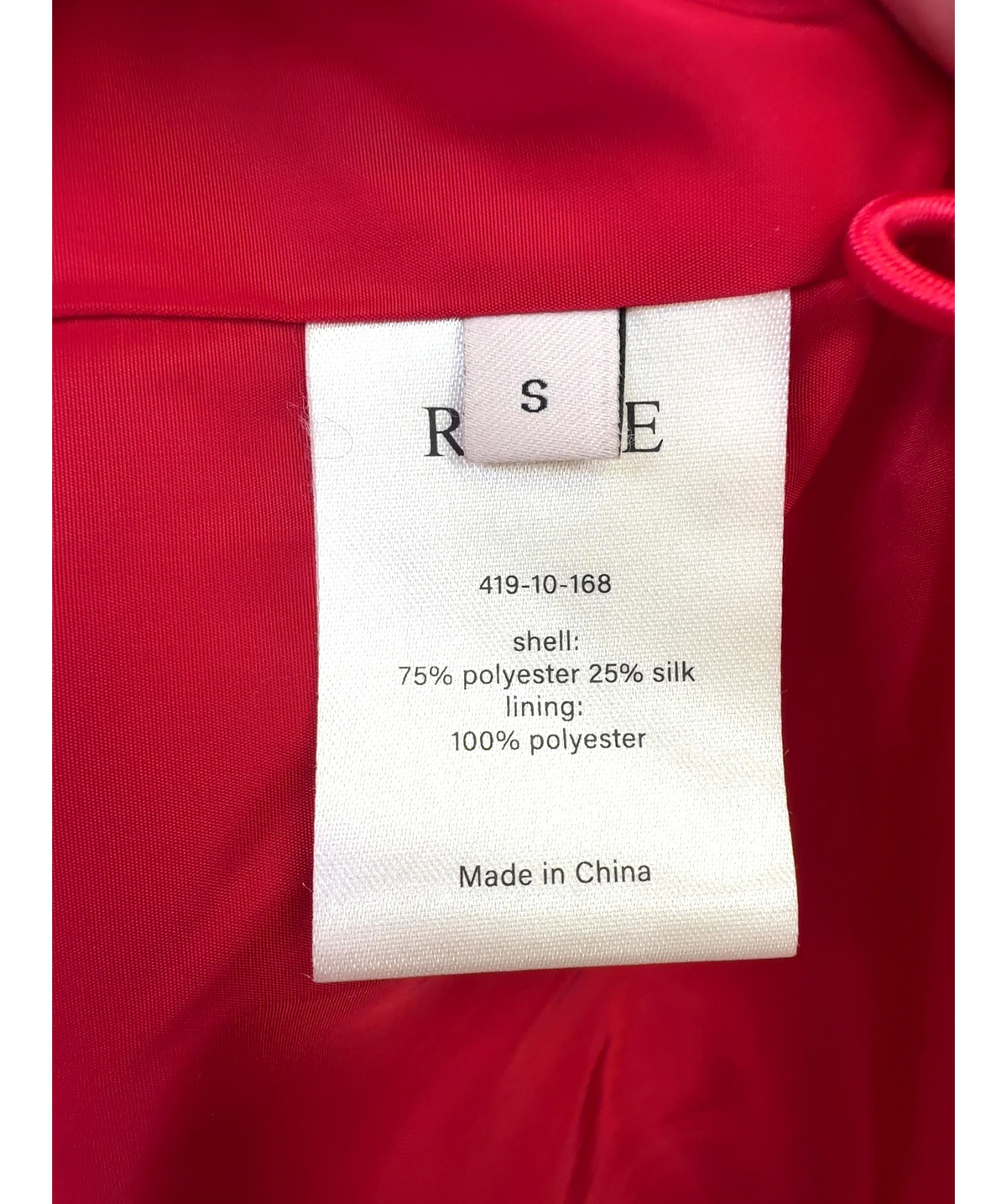 Róhe Red Red Parka, size UK S — label