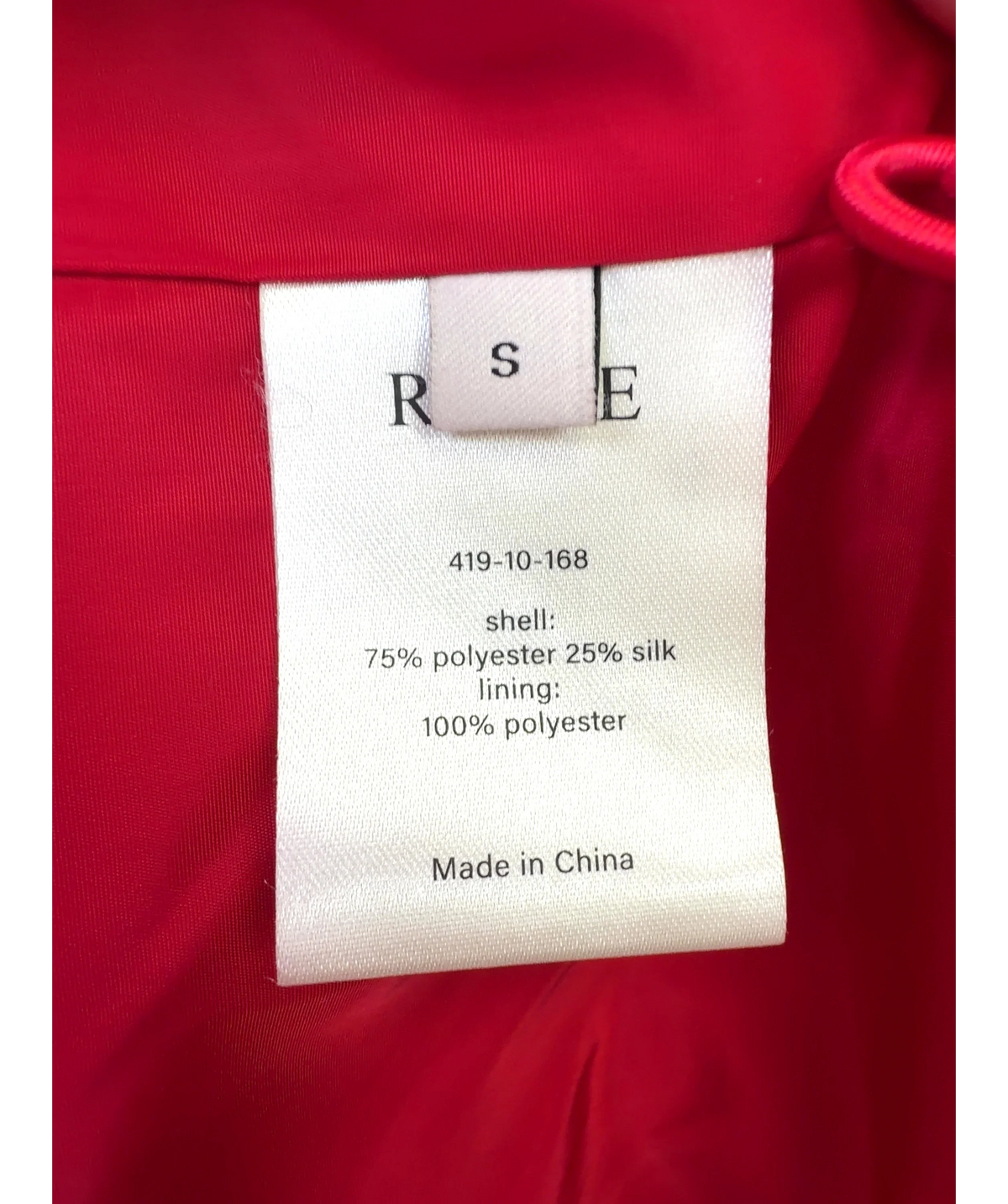 Róhe Red Red Parka, size UK S — care label