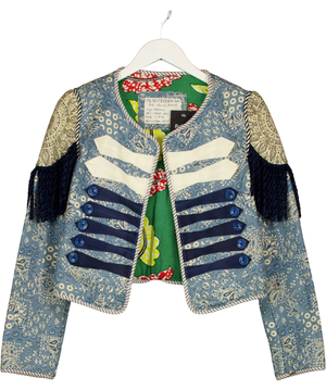 Alix of Bohemia Multicoloured The Chloe Jacket Printed Patchwork Cropped Military Blazer UK M