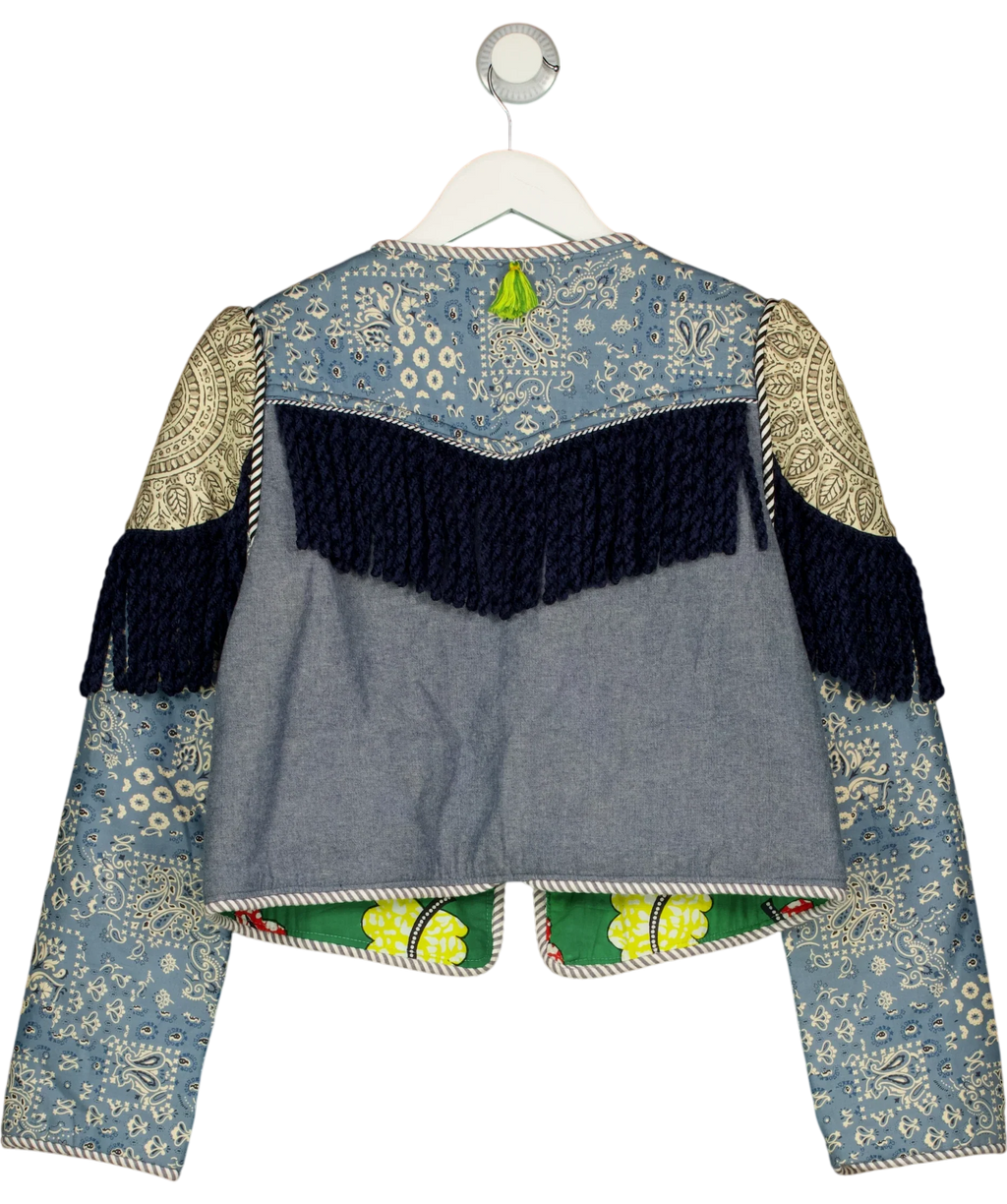 Alix of Bohemia Multicoloured The Chloe Jacket Printed Patchwork Cropped Military Blazer, size UK M — back