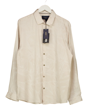 River Island Cream And Beige Tropical Leaf Shirt UK L