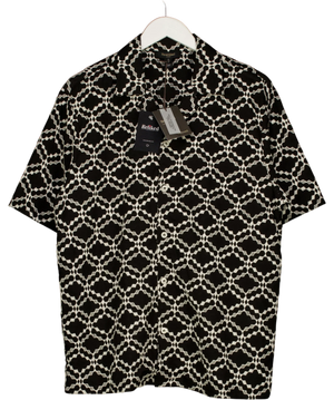 River Island Black And White Camp Shirt UK M