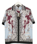River Island light blue baroque cherub print shirt, size UK M — front