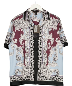 River Island Baroque Cherub Print Shirt Blue UK M