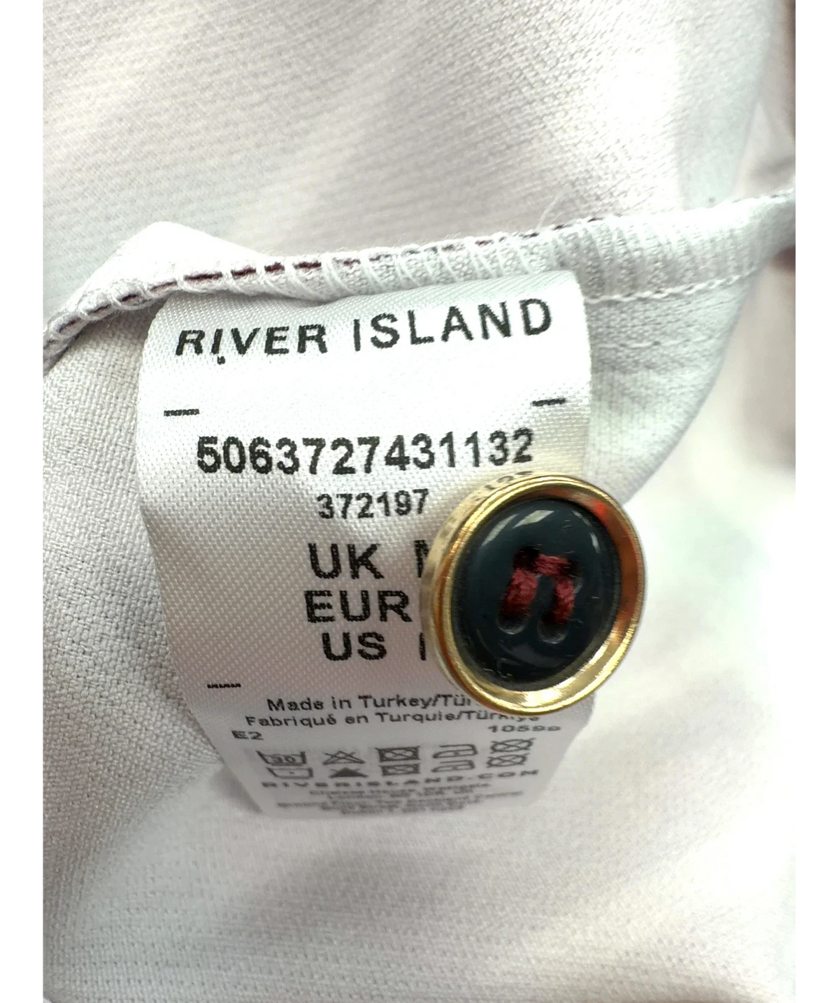 River Island burgundy Red Regular Fit Stripe Floral Shirt, size UK M — fabric detail
