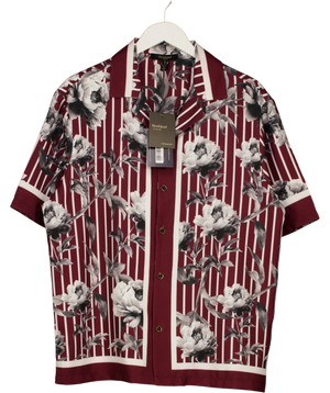 River Island Red Regular Fit Stripe Floral Shirt UK M