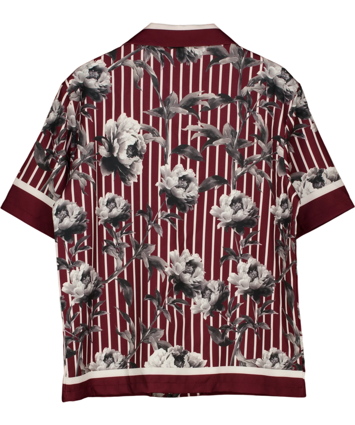 River Island burgundy Red Regular Fit Stripe Floral Shirt, size UK M — back