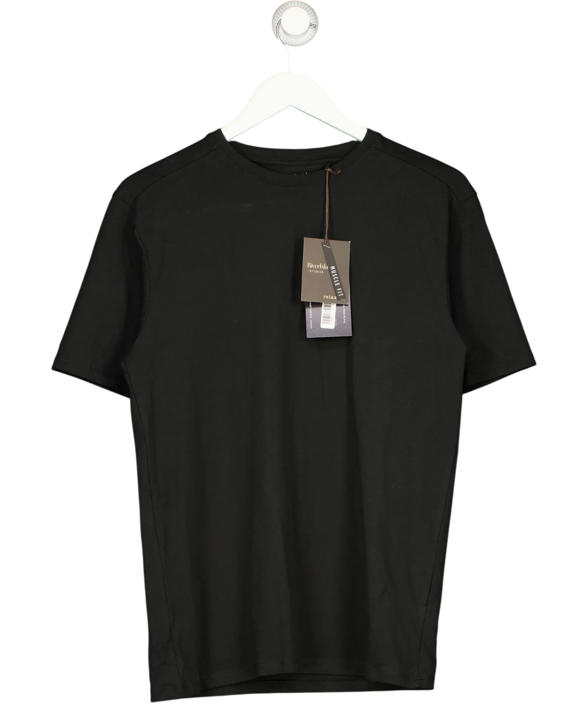 River Island Black muscle fit t-shirt, size UK M — front
