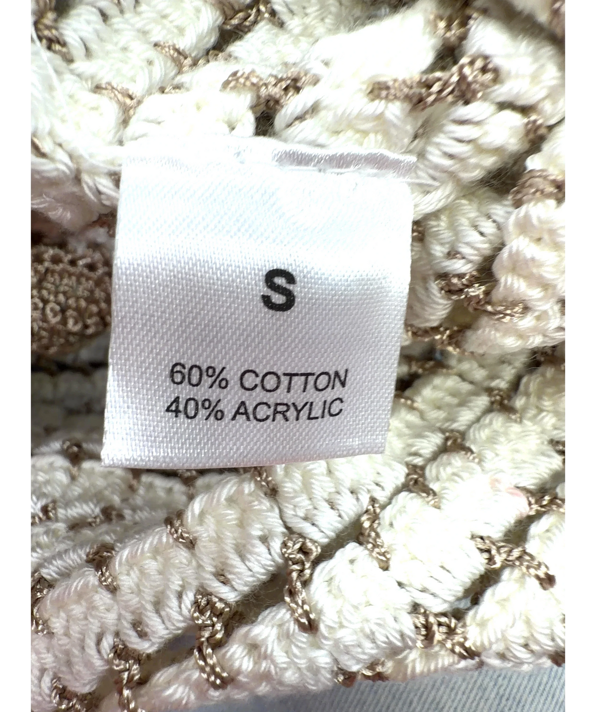 MY BEACHY SIDE Cream Zara Hand-Crocheted Cardigan, size UK S — label