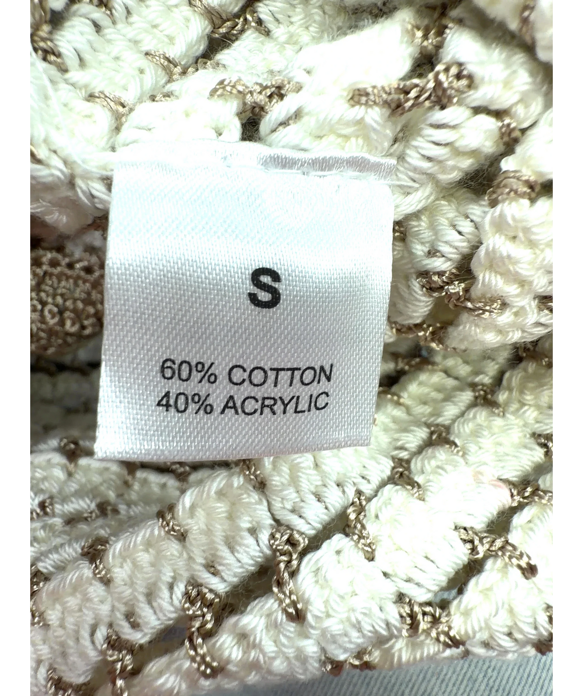 MY BEACHY SIDE Cream Zara Hand-Crocheted Cardigan, size UK S — care label