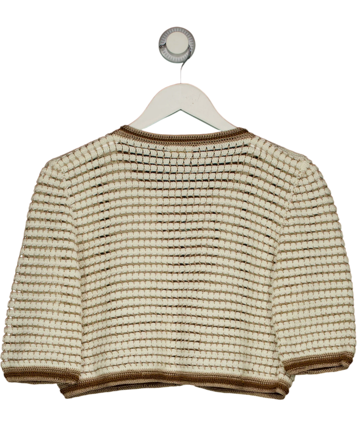 MY BEACHY SIDE Cream Zara Hand-Crocheted Cardigan, size UK S — back