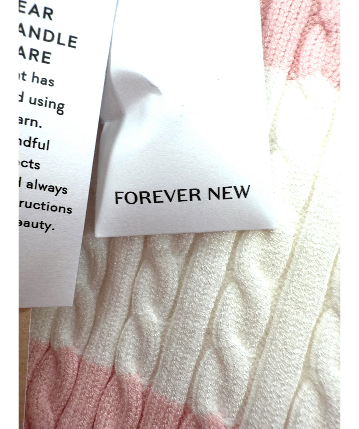 FOREVER NEW Pink Annika Striped Cable Knit Top, size UK S — detail