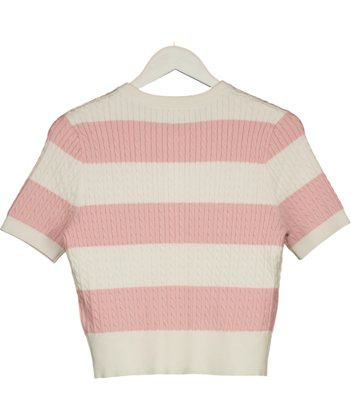 FOREVER NEW Pink Annika Striped Cable Knit Top, size UK S — back