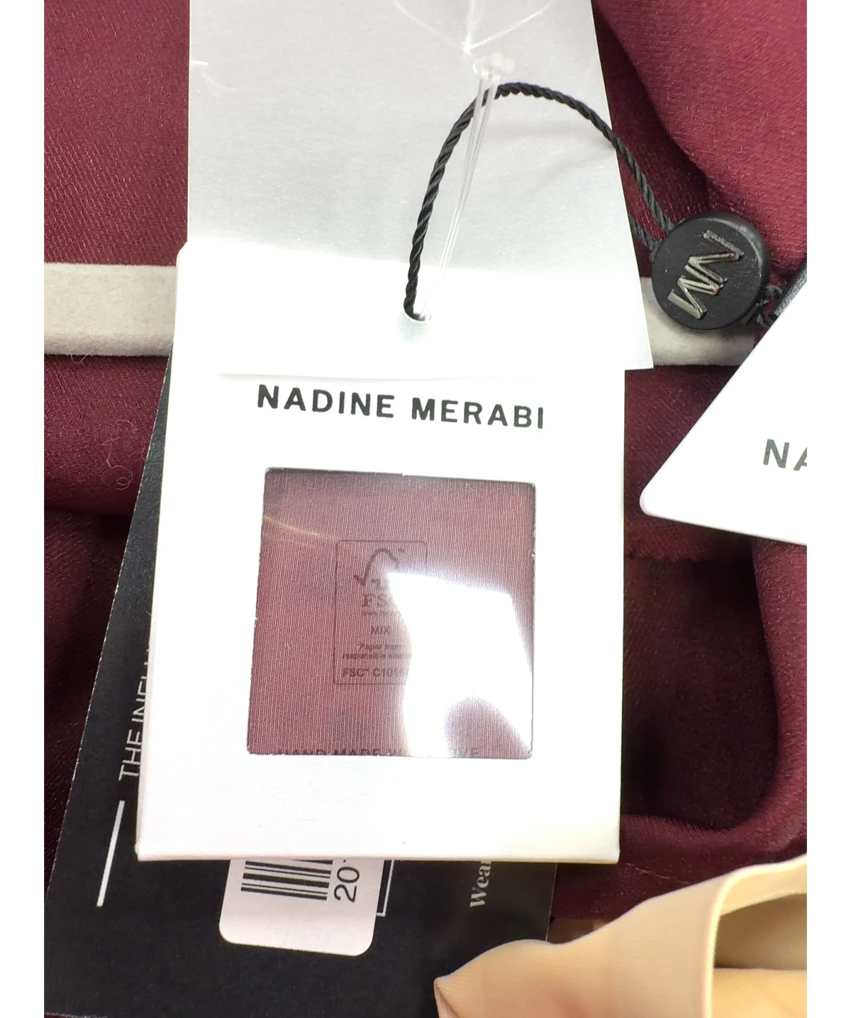 NADINE MERABI burgundy Naomi Burgundy Bodysuit, size UK 12 — detail