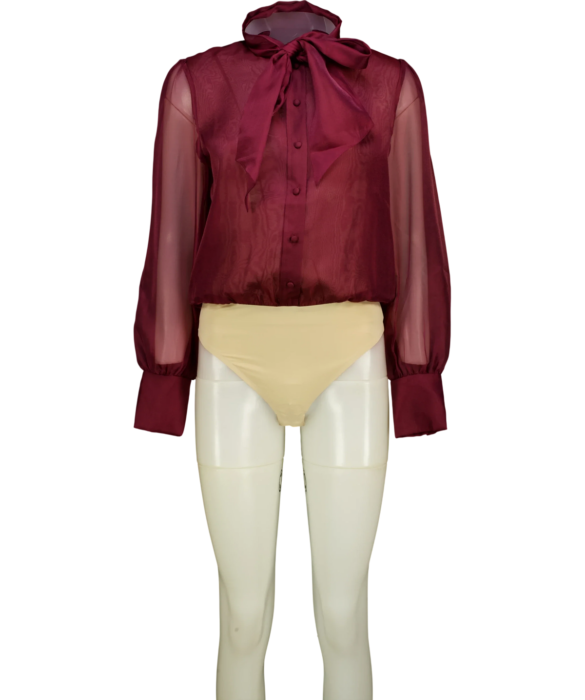 NADINE MERABI burgundy Naomi Burgundy Bodysuit, size UK 12 — front