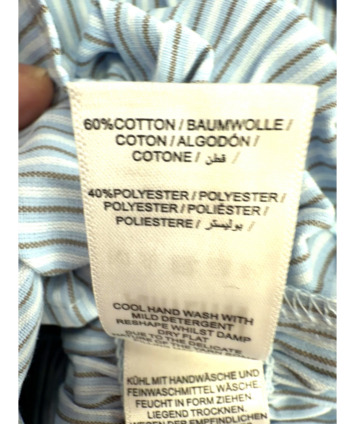 Amy Lynn London Blue Olivia Smocked Cotton Shirt, size UK 10 — label