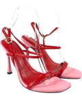 River Island Pink Red Open Back Heeled Sandals, size UK 4 EU 37 👠 — front