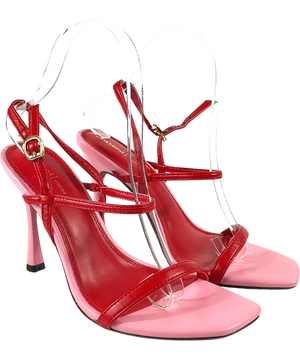 River Island Red Open Back Heeled Sandals Pink UK 4