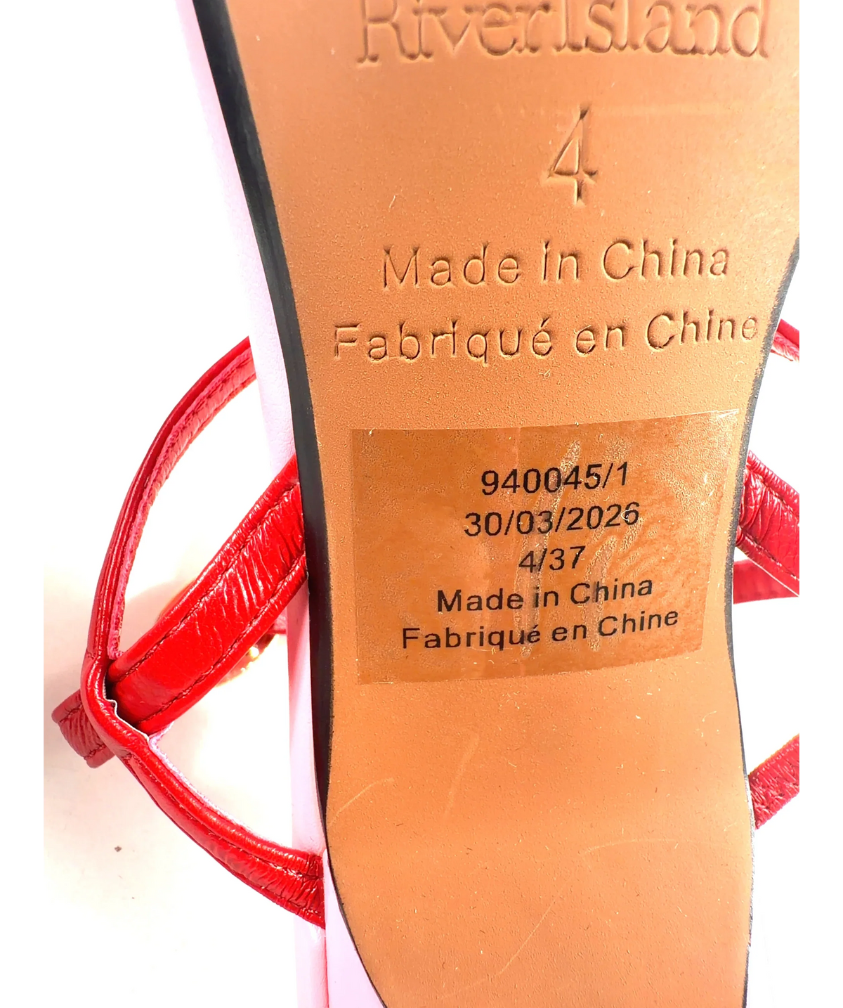 River Island Pink Red Open Back Heeled Sandals, size UK 4 EU 37 👠 — additional view