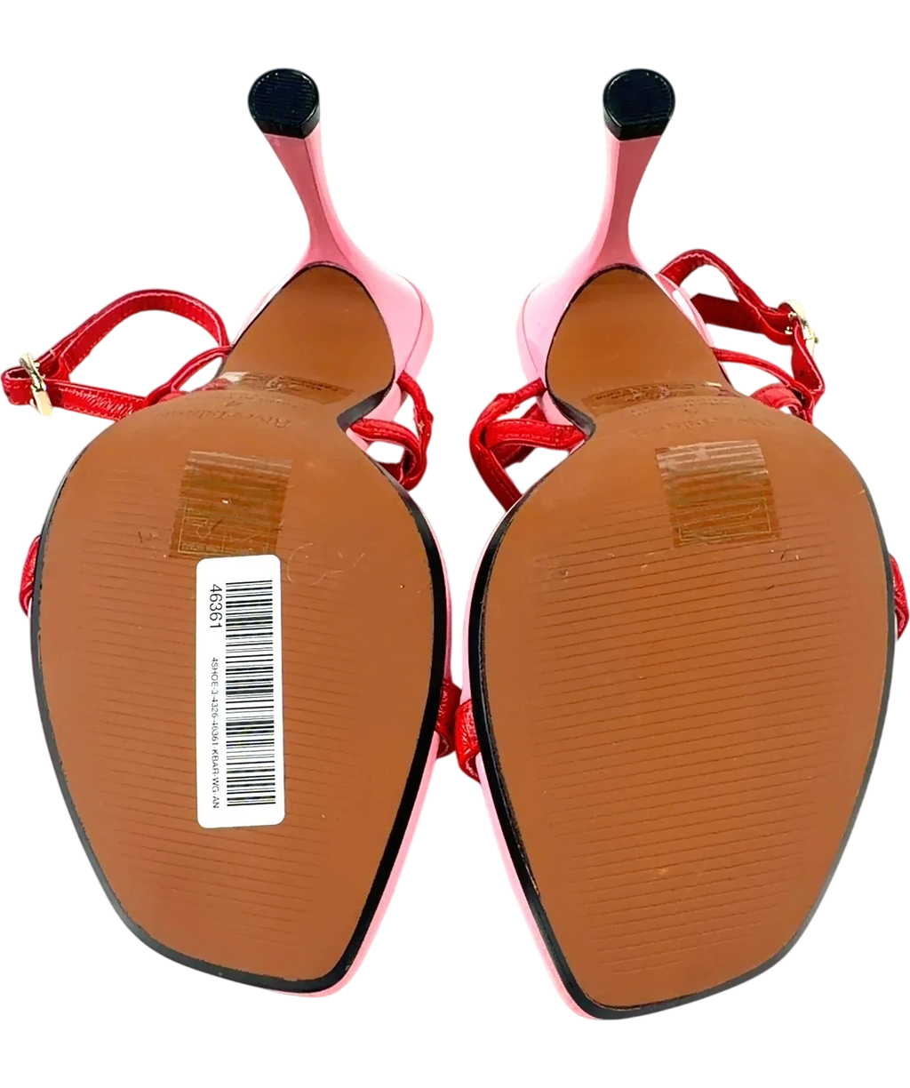 River Island Pink Red Open Back Heeled Sandals, size UK 4 EU 37 👠 — view 8