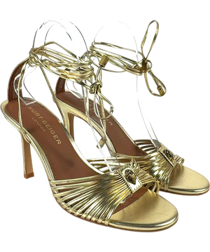 Kurt Geiger Multi Strap Tie Heel Metallic Sandal UK 6