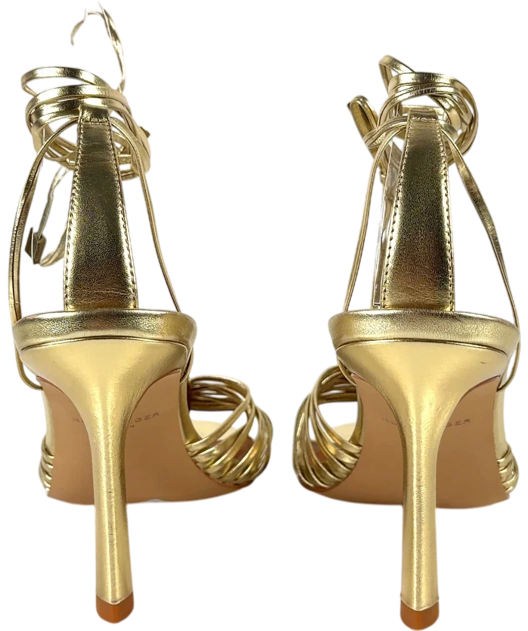 Kurt Geiger gold Multi Strap Tie Heel, size UK 6 EU 39 👠 — back