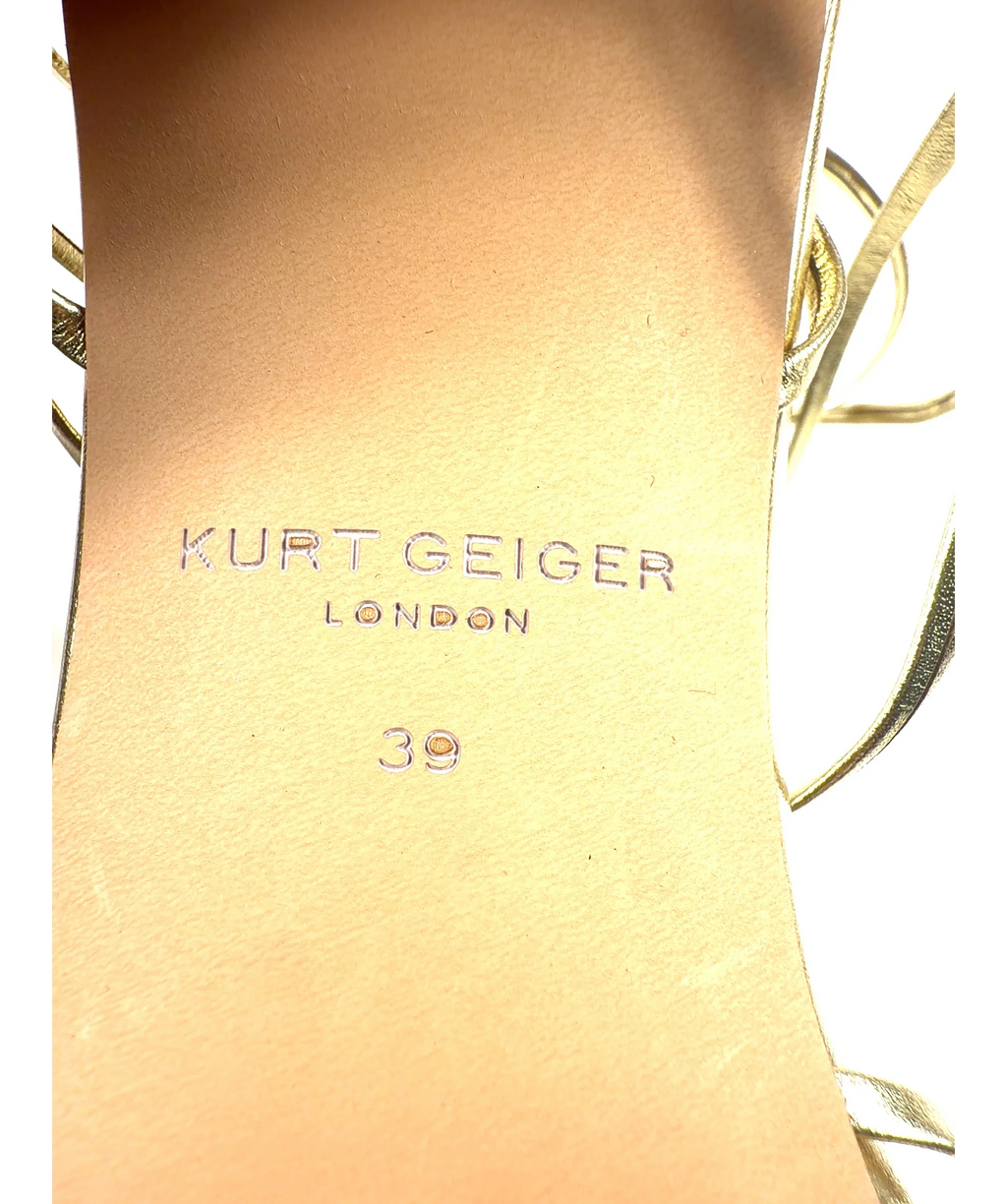 Kurt Geiger gold Multi Strap Tie Heel, size UK 6 EU 39 👠 — care label