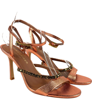Kurt Geiger Crystal Strap Sandal 90 Metallic Heels UK 6
