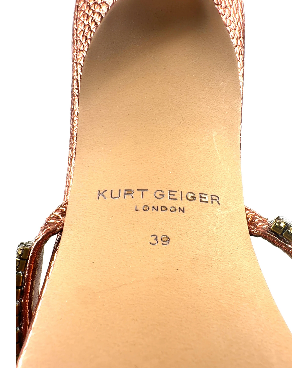 Kurt Geiger Metallic Crystal Strap Sandal 90, size UK 6 EU 39 👠 — fabric detail