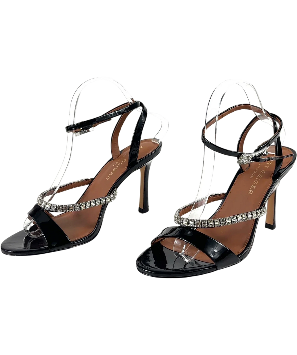 Kurt Geiger Black Crystal Strap Sandal 90, size UK 6 EU 39 👠 — label