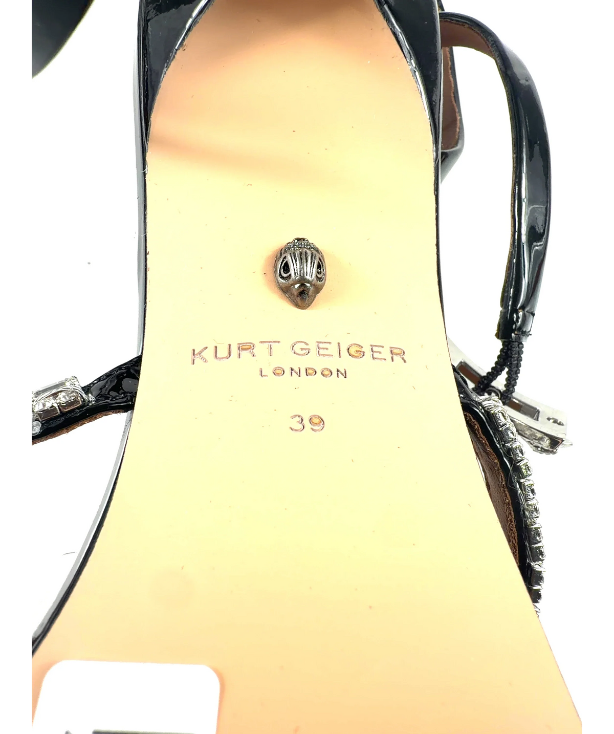 Kurt Geiger Black Crystal Strap Sandal 90, size UK 6 EU 39 👠 — care label