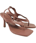 River Island Brown Pink Toe Thong Heeled Sandals, size UK 4 EU 37 👠 — front