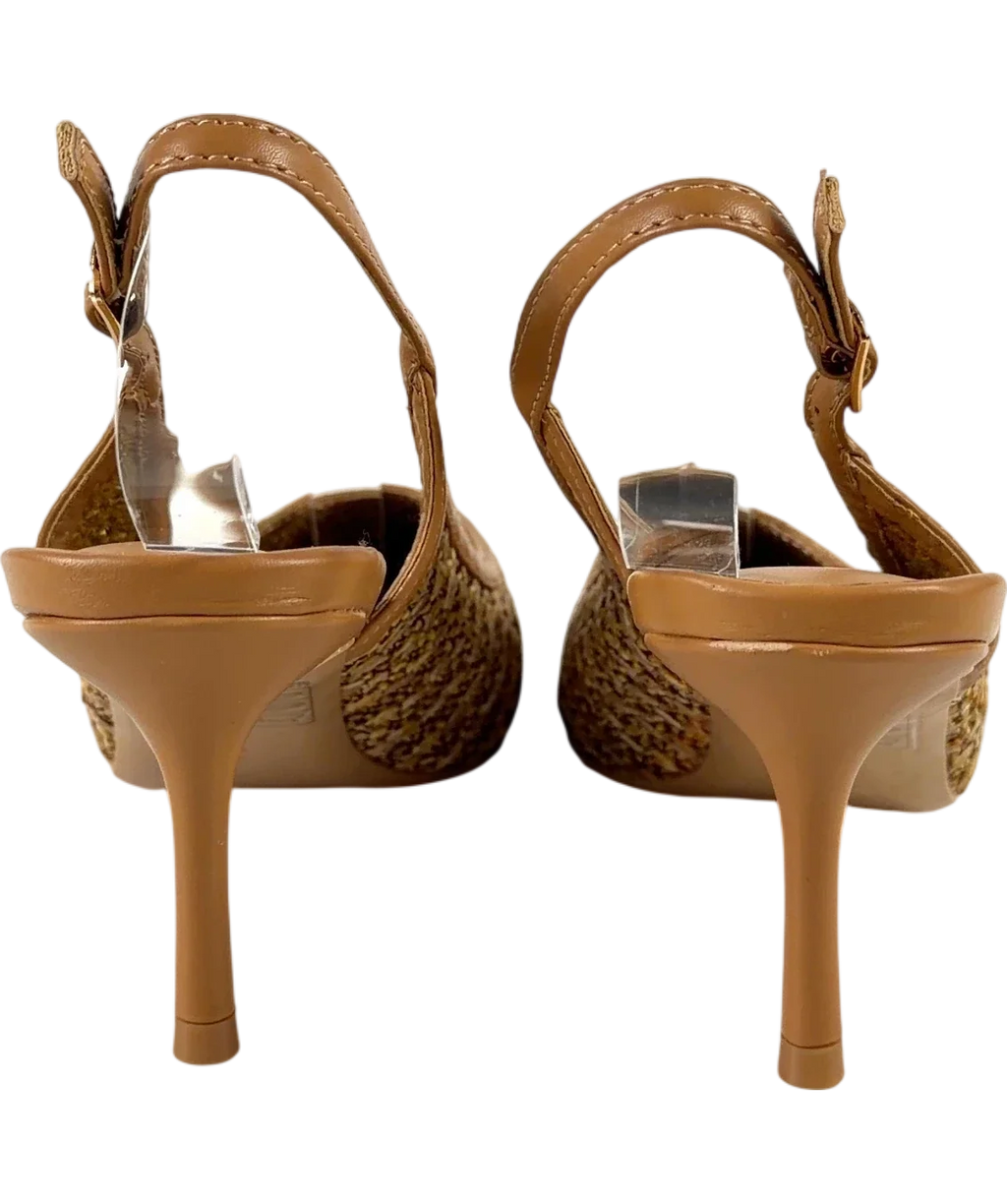 Daniel Beige woven metallic slingback kitten heel, size UK 4 EU 37 👠 — back