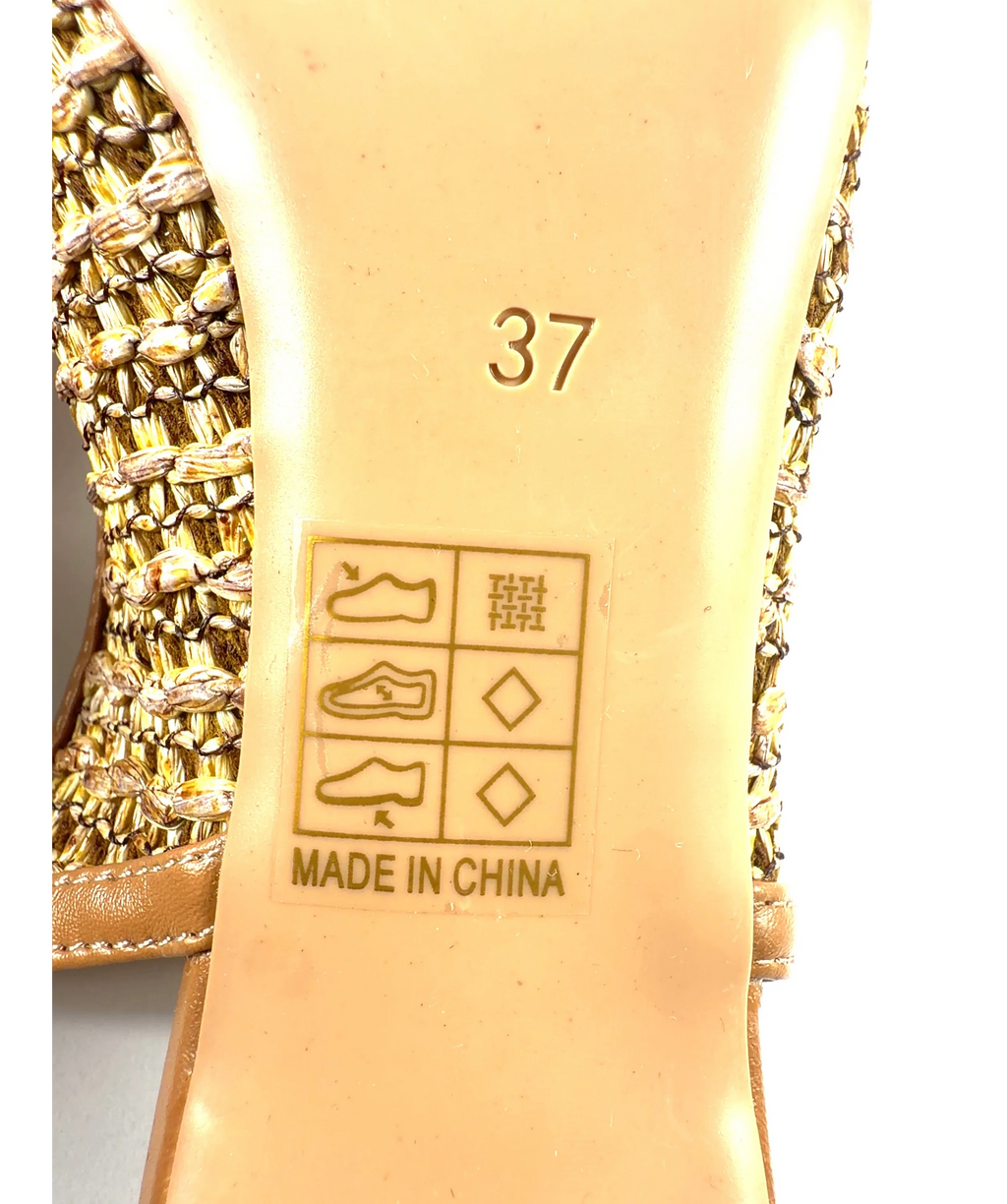 Daniel Beige woven metallic slingback kitten heel, size UK 4 EU 37 👠 — additional view