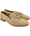 River Island Beige Suede Tassel Loafers, size UK 10 EU 44 👞 — front